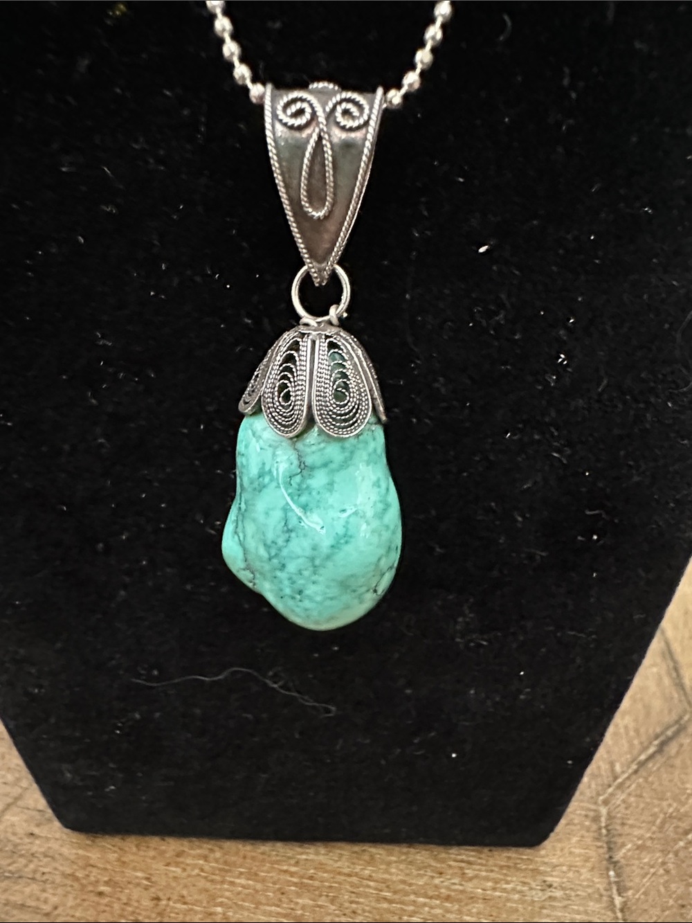 Turquoise Stone Pendant - Sterling Silver